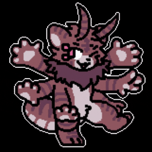 a pixel art of a cat with horns and the number 80 on its face