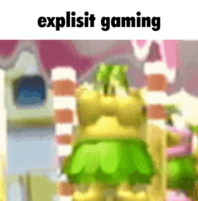 a blurred image of a cartoon character with the words explicit gaming below it