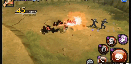 a screenshot of a video game with a 45 combo
