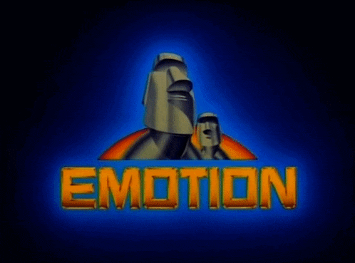 a blue background with a statue and the word emotion