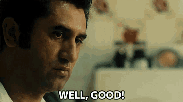 a man says well good while looking down