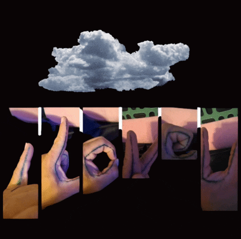 a black background with a cloud and the word love on it