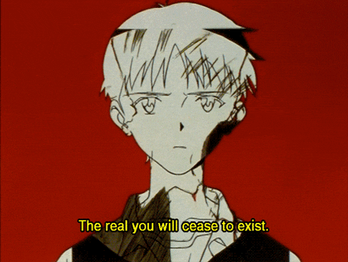 the real you will cease to exist is written in yellow on a red background