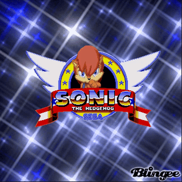 a sonic the hedgehog logo with a squirrel on it