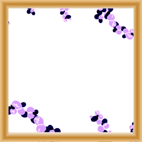 a framed picture with arabic writing surrounded by purple circles