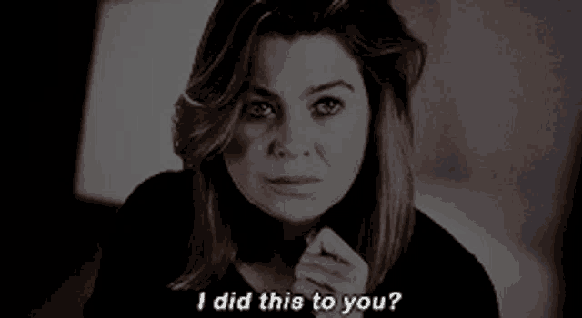 a black and white photo of a woman asking if she did this to you