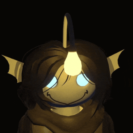 a cartoon character with blue eyes and a light on his head