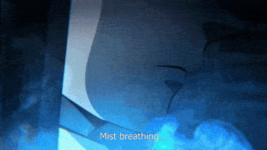 a blue background with the words mist breathing written on it