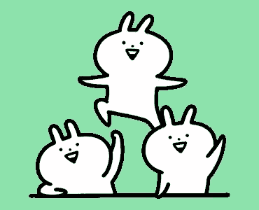 three cartoon rabbits are stacked on top of each other
