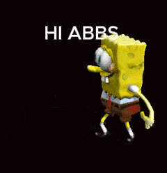 spongebob squarepants is dancing in the dark with the words hiabbs behind him