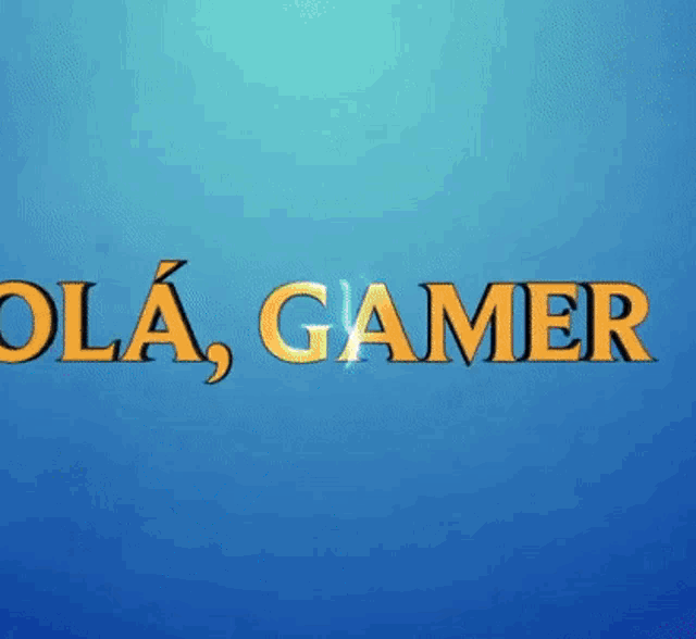 a blue background with the words ola gamer in gold