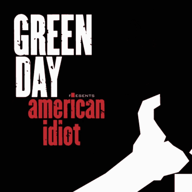 a green day american idiot album cover with a bloody hand