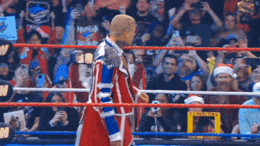 a wrestling ring with a sign that says connecting in the middle