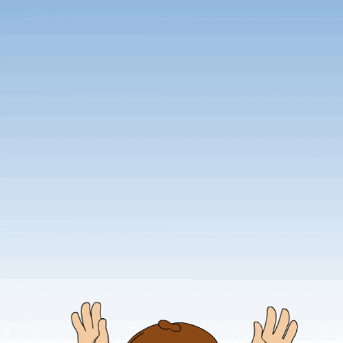 a cartoon drawing of a boy with his arms in the air and the word oooo behind him