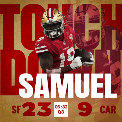 a football player named samuel is holding a ball in his hand