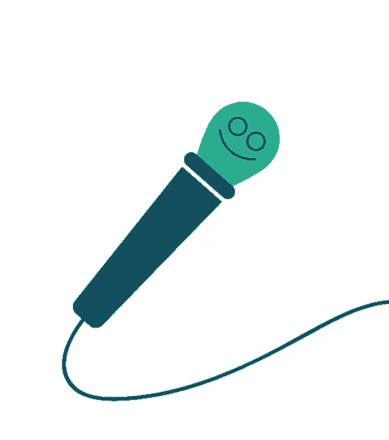 a green microphone with a smiley face on the top