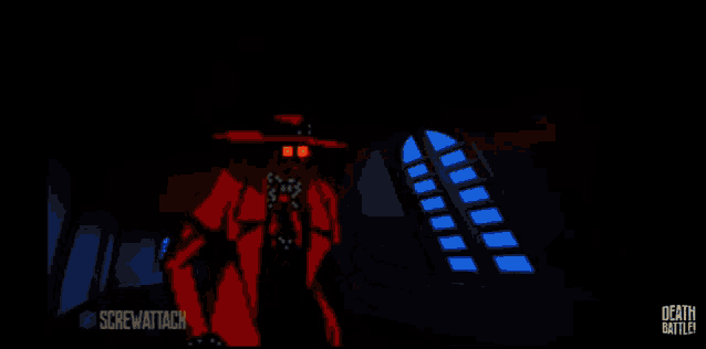 a pixel art drawing of a man holding a gun with the words screw attack on the bottom