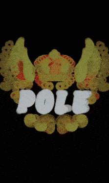 the word pole is on a black background with gold wings