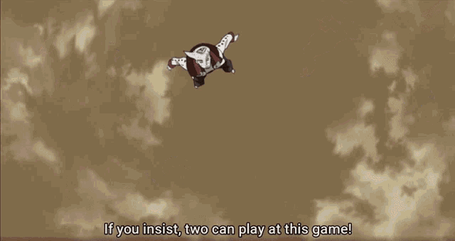 a cartoon character with the words if you insist two can play at this game