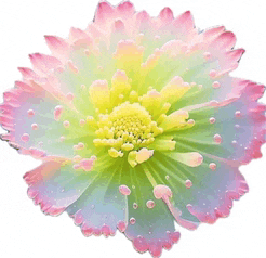 a close up of a flower with a yellow center