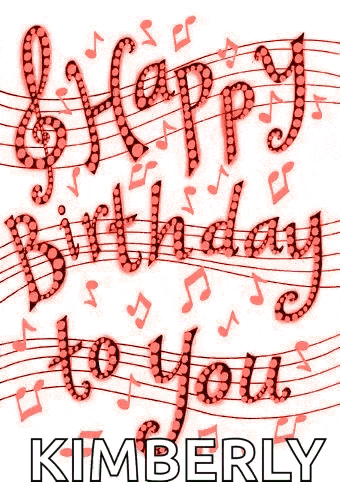 a happy birthday to you kimberly greeting card with green music notes .