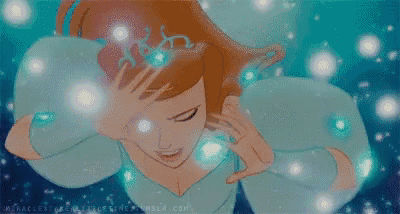 a cartoon of a woman with a surprised look on her face surrounded by lights .