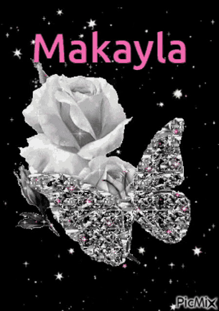 a picture of a butterfly with the name makayla on it
