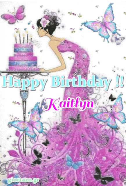 a girl in a pink dress is blowing out candles on a cake