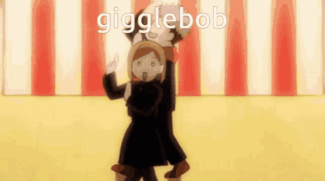 a cartoon of two people dancing with the word gigglebob written above them