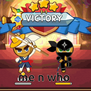 a cookie run game has a banner that says victory on it
