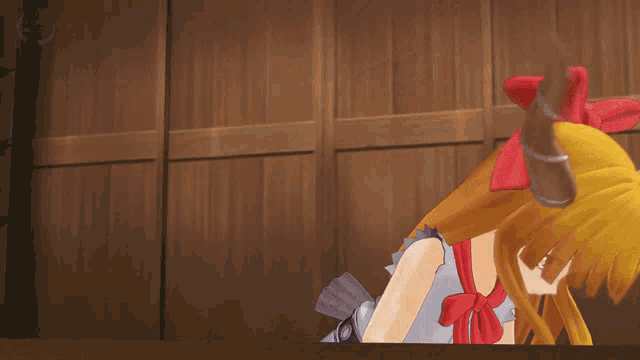 a girl with horns is holding a watermelon in her hands