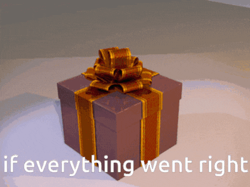 a gift box with a bow and the words " if everything went right " below it