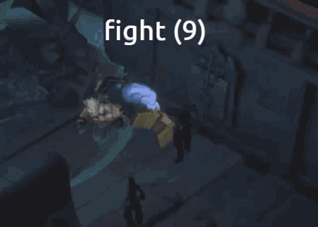 a screenshot of a video game with the words fight ( 9 ) above it