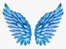 a pair of blue angel wings with a white background .