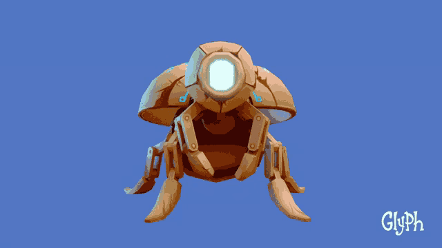 a drawing of a robot with the word glyph on the bottom right