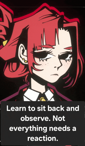 a cartoon of a girl with a quote that says " learn to sit back and observe "