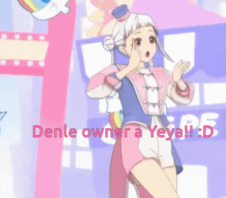 a picture of a girl with the words denle owner a yeya ! : d
