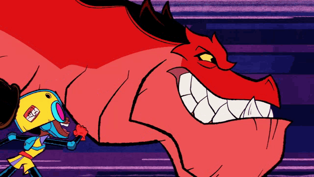 a cartoon drawing of a red monster with a yellow head that says ' i love you ' on it
