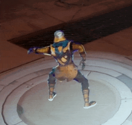 a video game character is standing on a circular platform