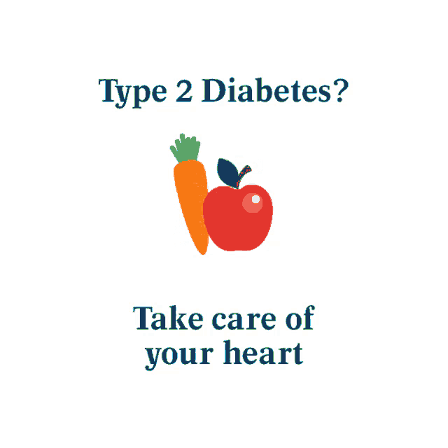 a blue scale with the words type 2 diabetes take care of your heart below it
