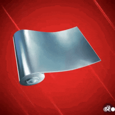 a roll of silver paper on a red background .