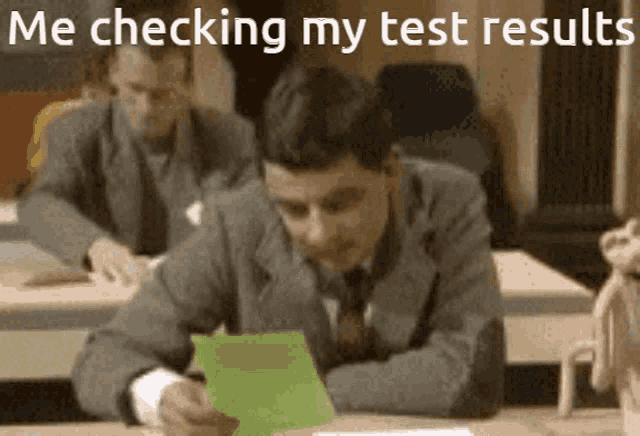 Me Checking My Test Results Mrbean GIF - Me Checking My Test Results Test Results Mrbean GIFs