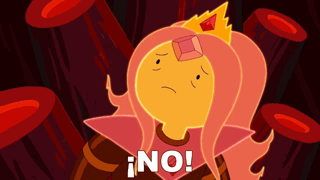 a cartoon character with a crown and the word no