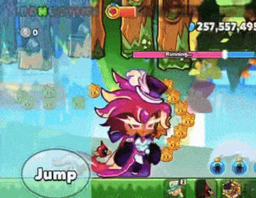 a screenshot of a video game with the word jump on the bottom