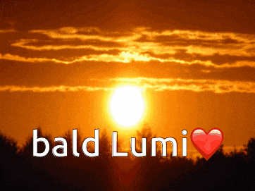 a picture of a sunset with the words bald lumi in the foreground