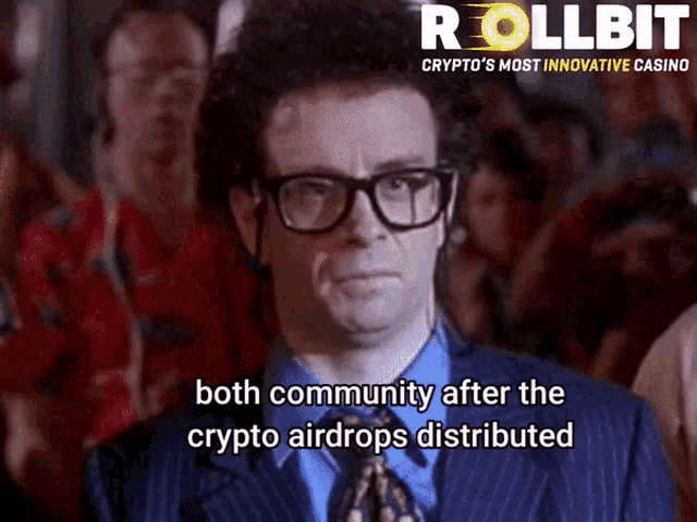 a man in a suit and tie is talking about the crypto airdrops