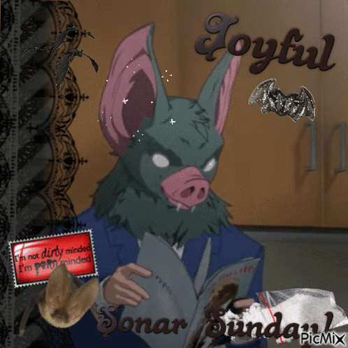 a picture of a bat with joyful written on the top