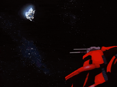 a cartoon drawing of a white robot flying in space