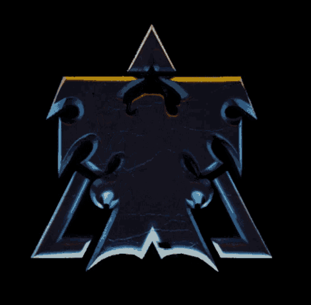 a black triangle with a yellow triangle in the center
