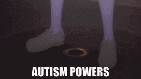 a person 's feet are surrounded by flames and the words autism powers are above them